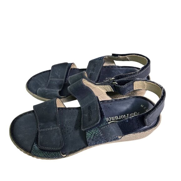 Florance Made In Italy Blue Leather Glitter Detail Strappy Sandals Size 6 - Picture 2 of 10